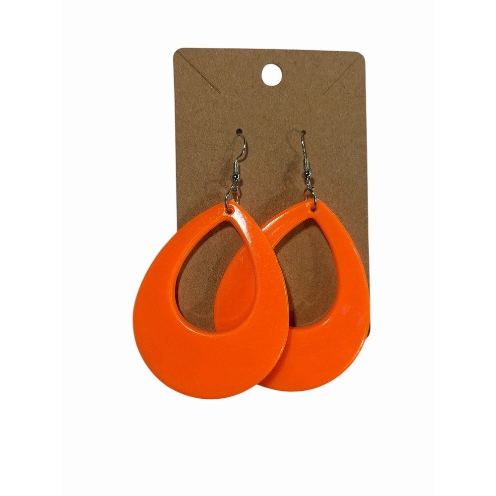 New Novelty Fashion Earrings Y2K retro neon ORANGE  tear drop